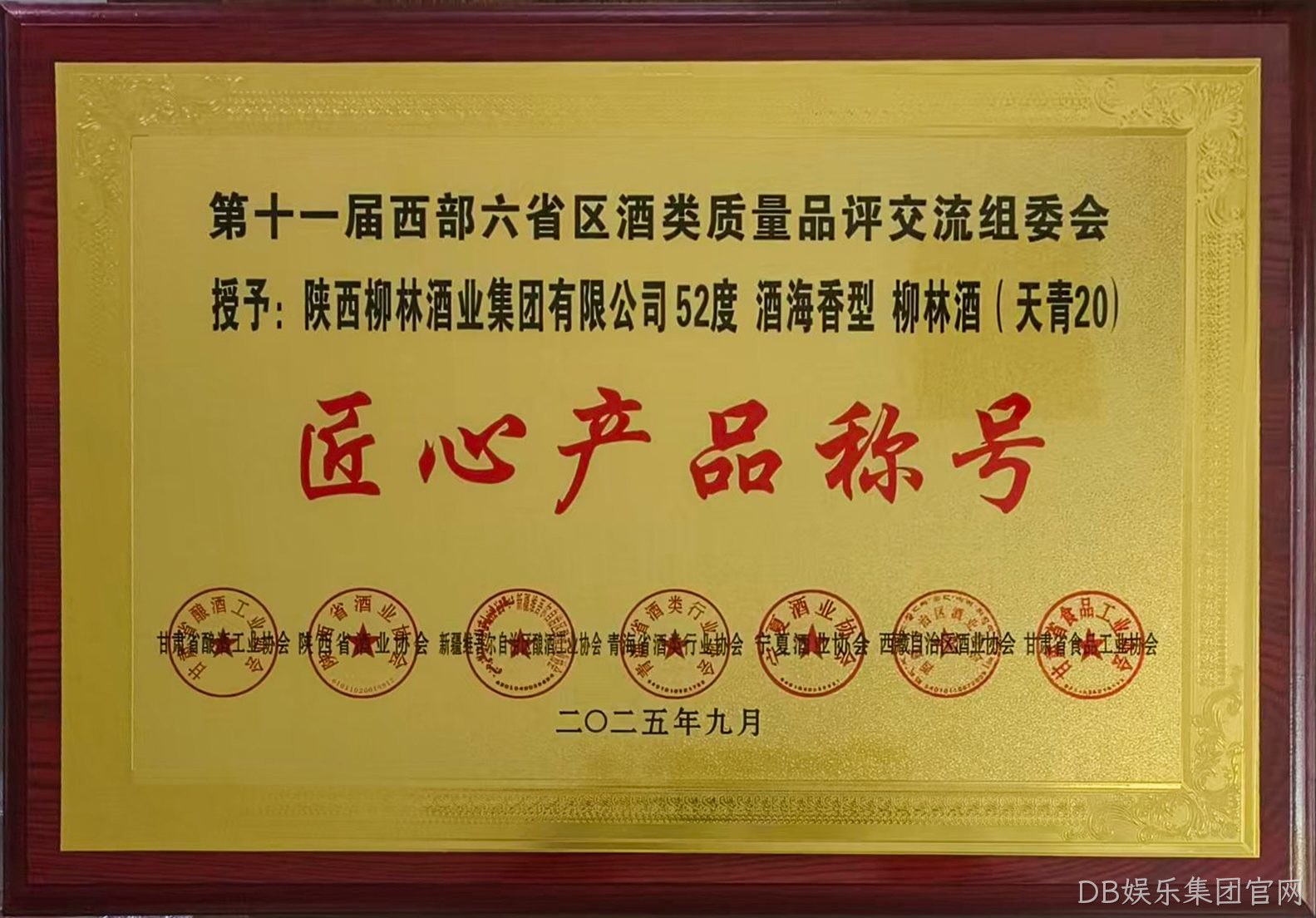 第十一届西部六省区酒类质量品评交流组委会授予:酒海香型天青20匠心产品称号
